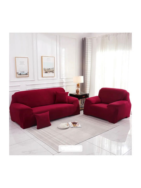 My Home Luxury Σετ Ελαστικά Καλύμματα Σαλονιού Μπορντό 3τμχ