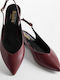 Damen Ballerinas Spitz zulaufend Burgundisch
