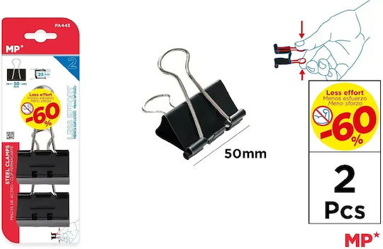 Piastra Clips Mp 60% Less Pressure Metallic Black 50mm 2 Pieces Pa443