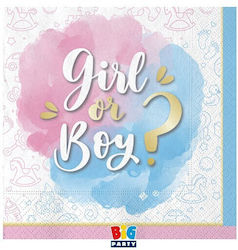 Χαρτοπετσέτες Φαγητού 25εκ Gender Reveal 20 Τεμ Boy Girl