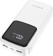 Borofone BJ17A Power Bank 20000mAh with 2 USB-A Ports and USB-C Port White