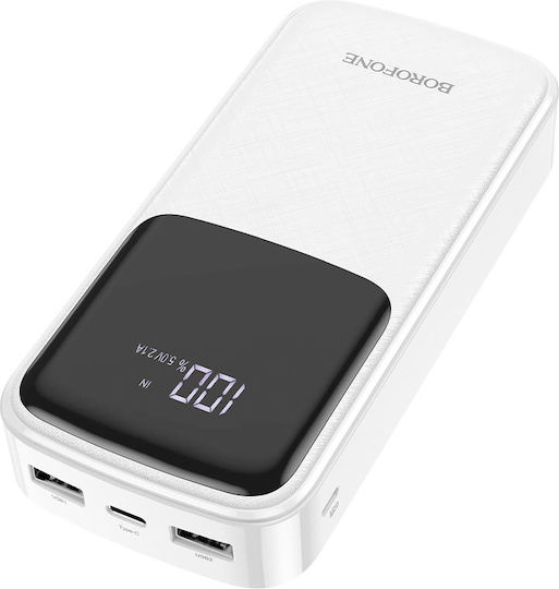 Borofone BJ17A Power Bank 20000mAh with 2 USB-A Ports and USB-C Port White
