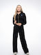 Cropped Women's Sweatshirt Jacket Hooded Black