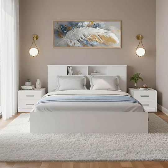 Σετ Κρεβατοκάμαρας Olympus White με Τάβλες 140x200εκ. 3τμχ Σετ Κρεβατοκάμαρας Olympus White με Τάβλες 140x200εκ. 3τμχ