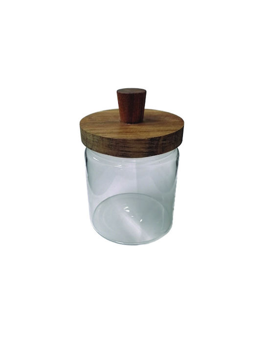 AGC Set Of 2 General Use Glass Transparent Jars With Lid 9x9x21.5cm 2 Pieces