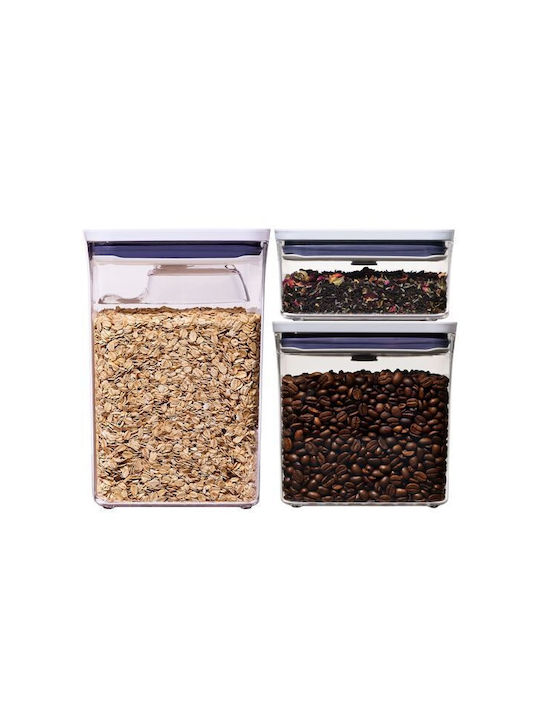 OXO Set of 3 General Use Jars with Airtight Plastic Transparent Lid 3 Pieces