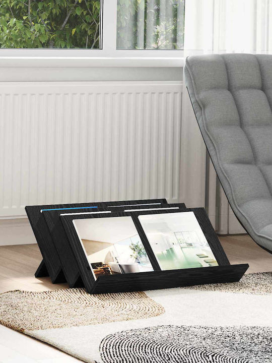 vidaXL Wooden Magazine Rack Black 53x28.5x65cm