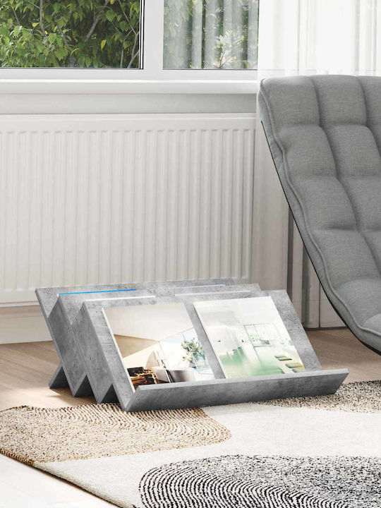 vidaXL Wooden Magazine Rack Gray 53x28.5x65cm