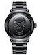 Lige Мъжки Часовник 44mm На Батерия с Черна Метална Гривна