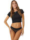 High-waisted Women's Slip with Lace Black