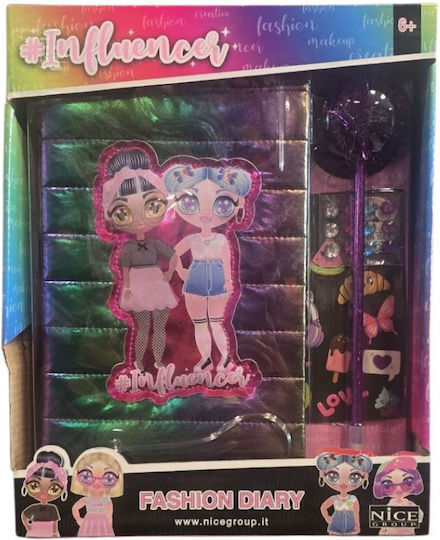 Nice Influencer Fashion Diary Rainbow Iridescent Cover Stickers Crystals & Pencil Pom-pom 92053/92058 6+ Years