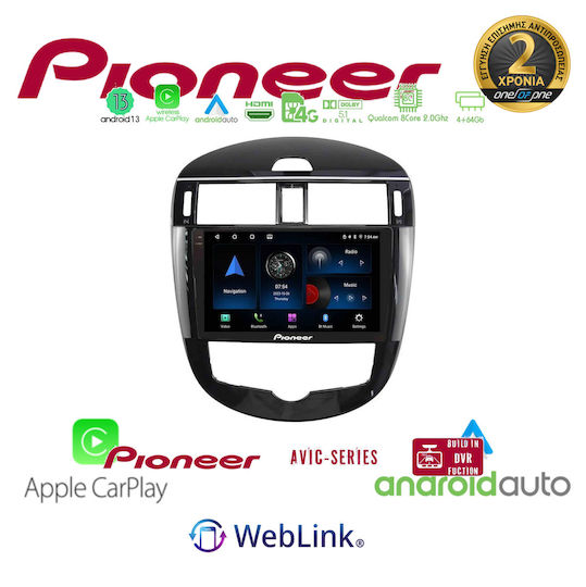 Pioneer Car Audio System for Nissan Pulsar 2015 2018 Bluetooth USB WiFi GPS Apple CarPlay Android Auto