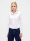 Langärmelig Damen Hemd White