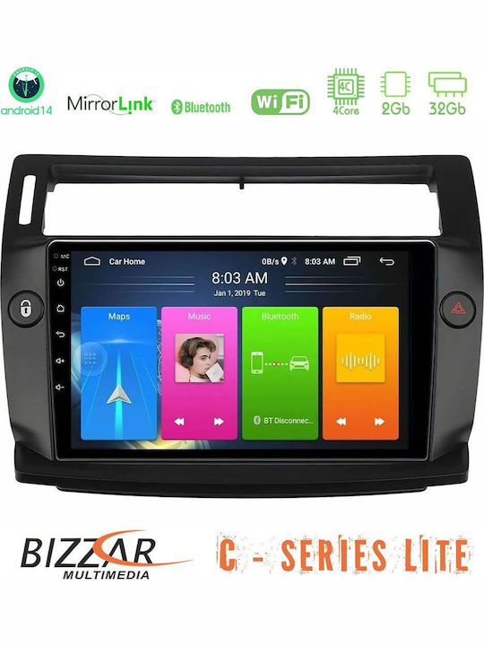 Bizzar Ηχοσύστημα Αυτοκινήτου για Citroen C4 2004-2010 (Bluetooth/USB/AUX/WiFi/GPS/Apple-Carplay/Android-Auto) με Οθόνη Αφής 9"