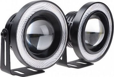 Roundς Waterproof Foglights Car LED Universal 12V 10W 6.4cm with White Lighting 1pcs
