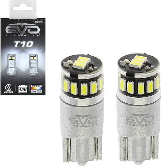 Λάμπες Led T10 12volt 5 Smd Led Canbus Λευκό Φως Racesport Ev93144 2 Τεμάχια