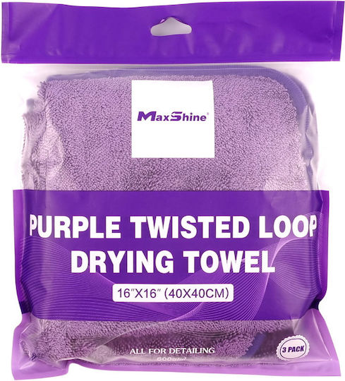 Maxshine Lavete Microfibră Uscare pentru Corp Auto 600gsm Violet 40x40cm 3buc