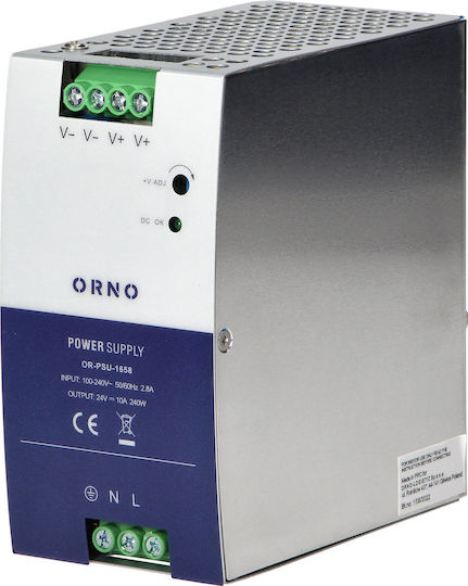 Orno Τροφοδοτικό Ράγας με Έξοδο 24V και Ισχύ 240W 10A