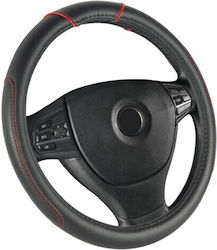 Automax Auto-Lenkradabdeckung mit Durchmesser 37cm aus Kunstleder Schwarz mit Schwarzer Naht
