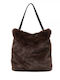 Genuine Leather Damen Schultertasche Braun