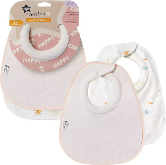 Tommee Tippee Σαλιάρα Υφασμάτινη με Αυτοκόλλητο Ροζ για 0 m+ 2τμχ