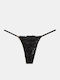 Damen-Slip Zeichenfolge Spitze Schwarz Größe XL