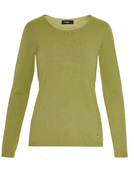 Forel Women's Long Sleeve Sweater Olive Oil Open