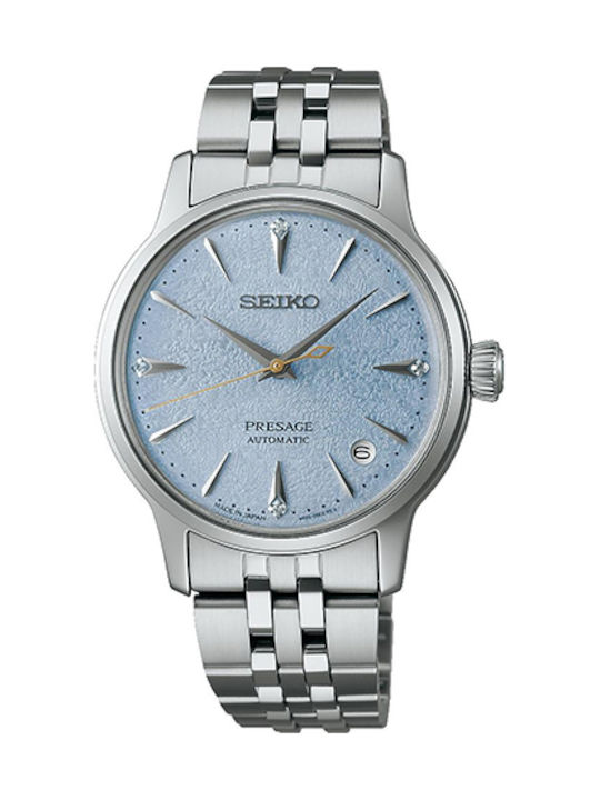 Seiko Presage Ladies Γυναικείο Ρολόι Αυτόματο με Ασημί Μεταλλικό Μπρασελέ