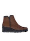Leather Women's Ankle Boots Platform Tabac Brown