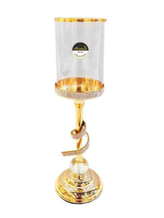 Karvounis Candle Holder Glass in Gold Color 12x41cm 1pcs