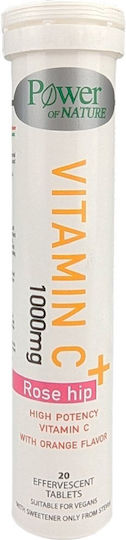Power Health + Rose Hip High Potency Vitamin for Immune System Boost, the Skin & Antioxidant Action 1000mg Orange 20 Tablets