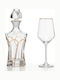 Set Decantor de Nuntă cu Pahar de Vin din Cristal Auriu M-0530 2 Bucăți