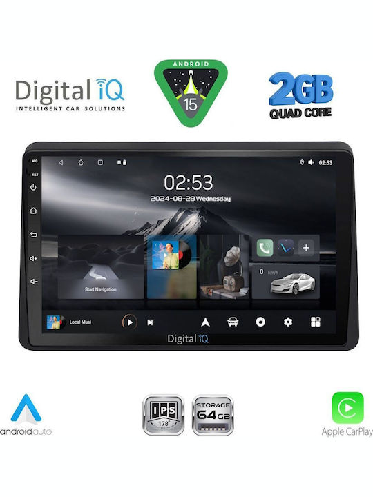 Digital IQ Автомобилна Аудио Система (Блутут/USB/WiFi/GPS/Apple-Carplay/Android-Auto) с Тъчскрийн 10"