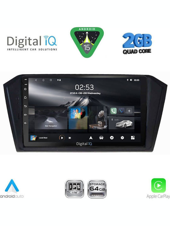 Digital IQ Car Audio System for Volkswagen Passat 2016-2023 (Bluetooth/USB/WiFi/GPS/Apple-Carplay/Android-Auto) with Touch Screen 10"
