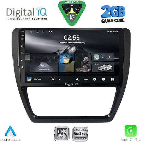 Digital IQ Car Audio System for Volkswagen Jetta 2010-2016 (Bluetooth/USB/WiFi/GPS/Apple-Carplay/Android-Auto) with Touch Screen 10"