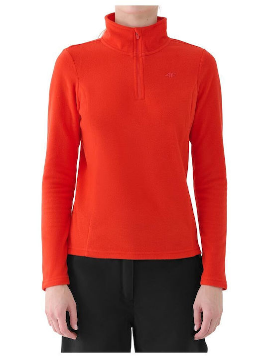 4F Bluza termica pentru femei cu maneci lungi Rosu