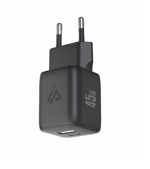 iPEAX Ladegerät ohne Kabel GaN mit USB-A Anschluss und USB-C Anschluss 45W Stromlieferung / Schnellaufladung 3.0 Schwarzs