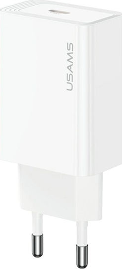 Usams Charger Without Cable with USB-C Port 20W Quick Charge 3.0 Whites (T69)