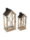 Art et Lumiere Tabletop Wooden Lanterns Set Beige 30x30cm 2pcs
