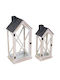 Art et Lumiere Tabletop Wooden Lanterns Set White 30x30cm 2pcs