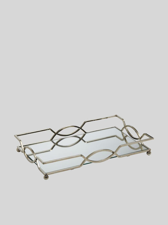 Wedding Tray made of Metal with Mirror Silver 1pcs