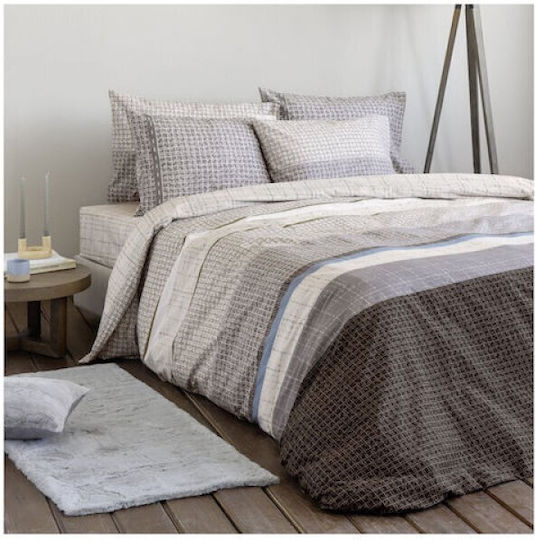 Nima Bettbezug-Set Baumwolle Einzelbett mit Kissenbezug 160x240 Grey