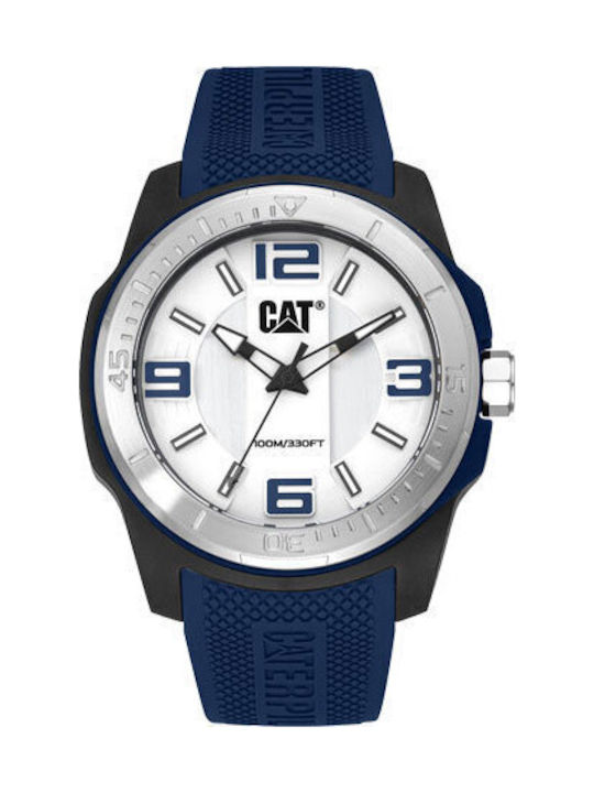 CAT Mens Ανδρικό Ρολόι Μπαταρίας με Μπλε Καουτσούκ Λουράκι