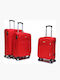 Jetbags Rz8024 Set of Fabric Suitcases Travel 3pcs 4 Wheels & Lock Red