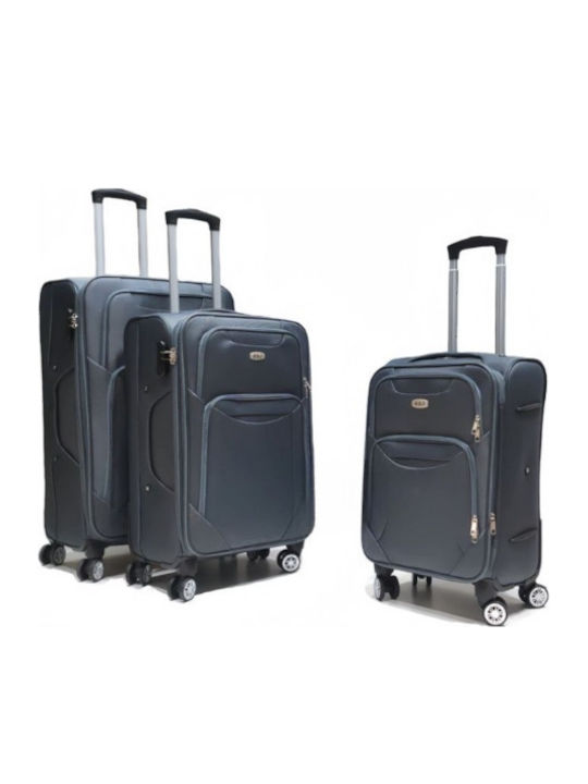 Jetbags Rz8024 Комплект Текстилни Куфари За Пътуване 3 Броя 4 Колела И Заключване Сив