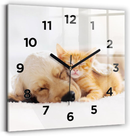 Tulup Silent Wall Clock Glass Yellow 30x30cm