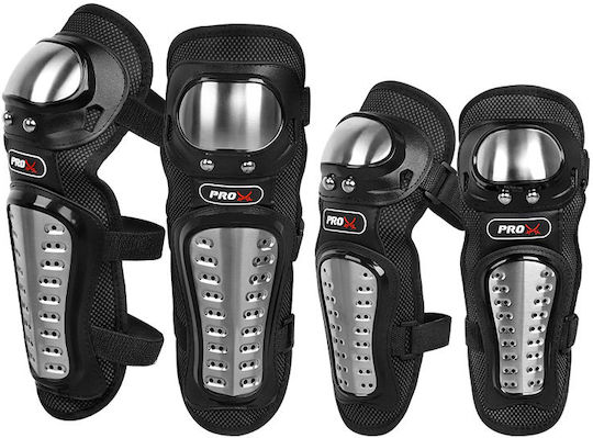 Set De Protecție Pentru Genunchii Și Coturi Motocicletă Curele Reglabile Design Ergonomic Motocicletă Scuter Atv Enduro Bicicletă Fixato Negru