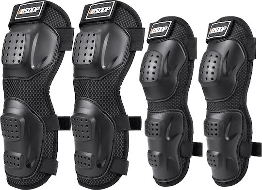 Set Protecție Genunchi Coturi Motocicletă Durabil Abs Ușor Confortabil Reglabil Motocicletă Scuter Atv Enduro Bicicletă Fixato Negru