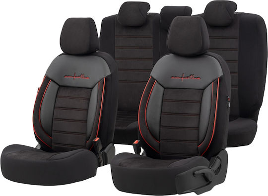 Car Cover Set 11pcs Leatherette Design Black