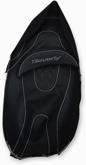Beverly350 Piaggio '13 Anti-Slip Quilted Baklavato Motorcycle Seat Cover Carbon Look White Stitching Light Grey Logo